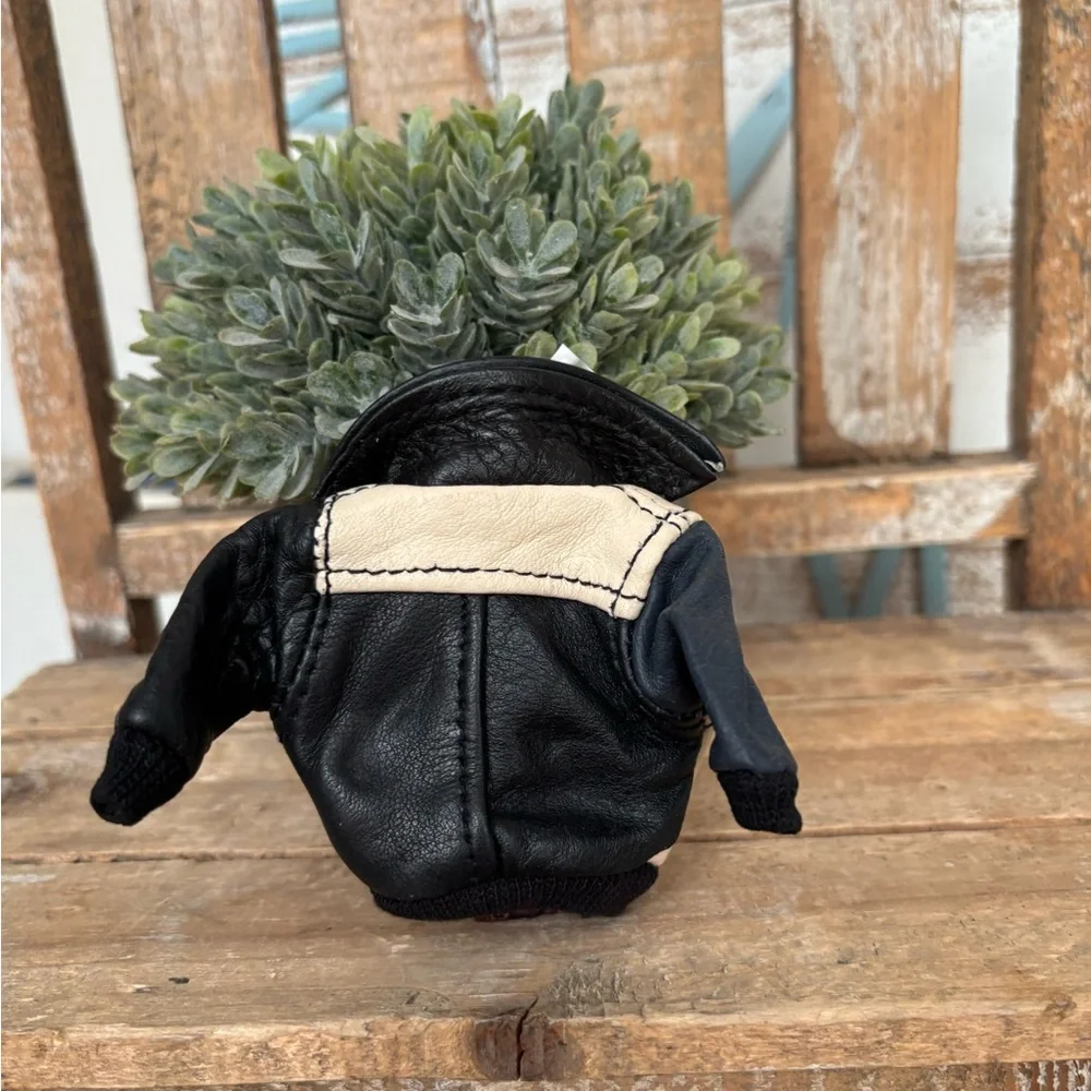 Keyring Key Ring - Vtg. Genuine Leather Jacket Biker Mini  6x3 NEW